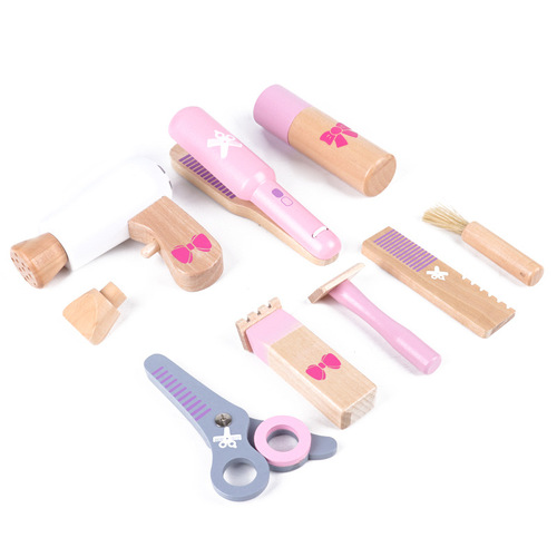 Play house children's simulation cosmetic bag hairdressing bag early education little princess educational fun cosmetic set wooden toy