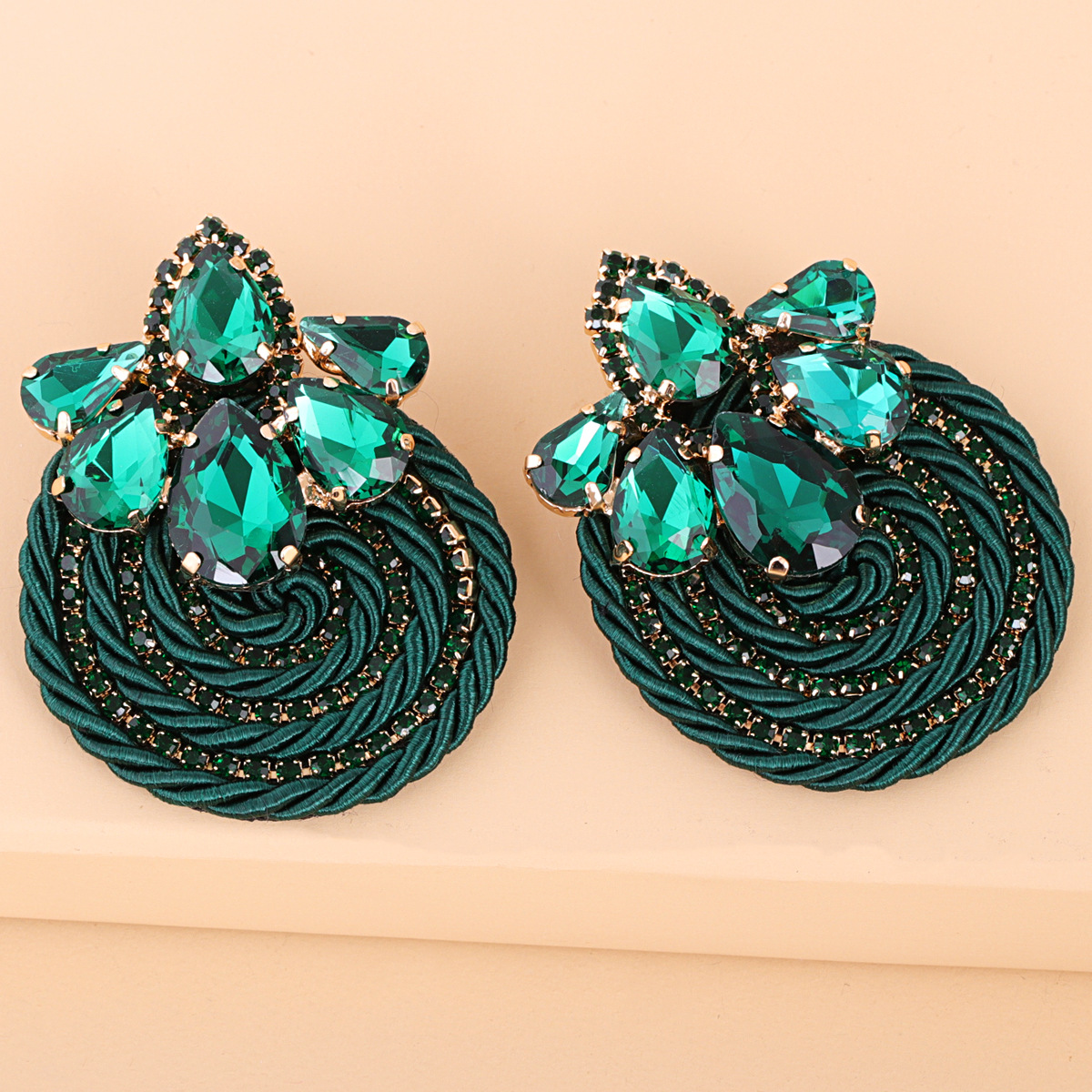 Rhinestone Geometric Round Exaggerated Earrings display picture 32