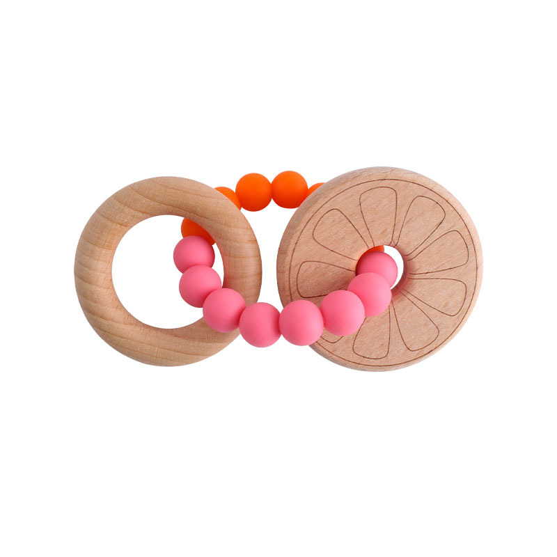 Nueva DIY creativo Beech anillo de haya flor juguete teether Seguridad Protección del Medio Ambiente silicona pulsera teether stick
