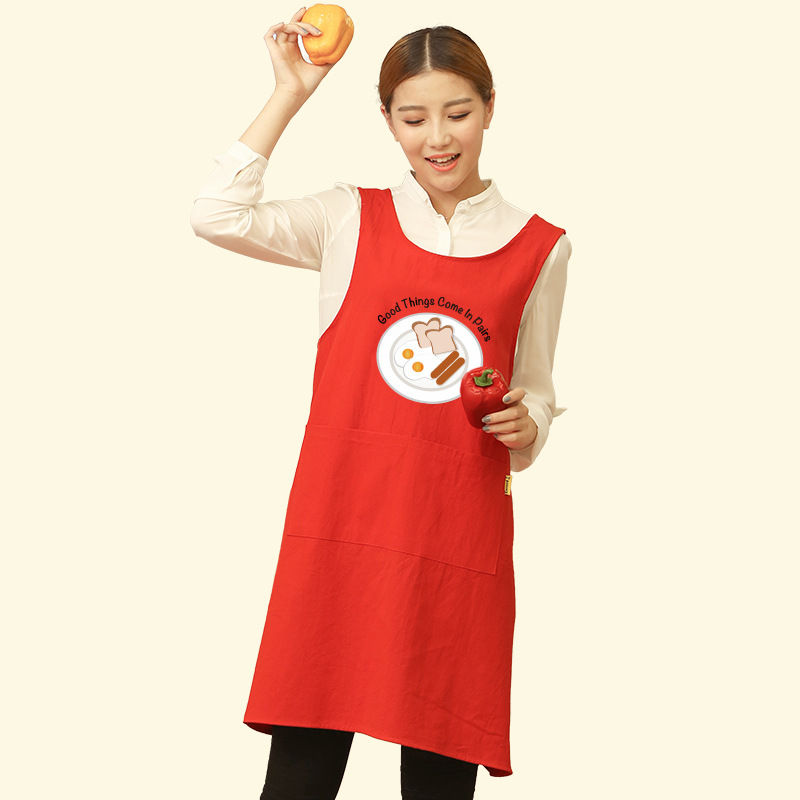 Delantal cocina del hogar camarero ropa de trabajo de estilo coreano de las mujeres de moda de los hombres lindos anti-fouling cintura de impresión de logotipo personalizado