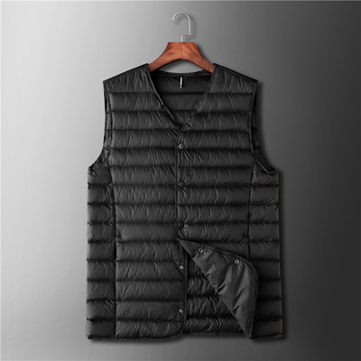 加肥加大羽絨馬甲男冬季胖子特大號V領保暖背心肥佬輕薄坎肩保暖