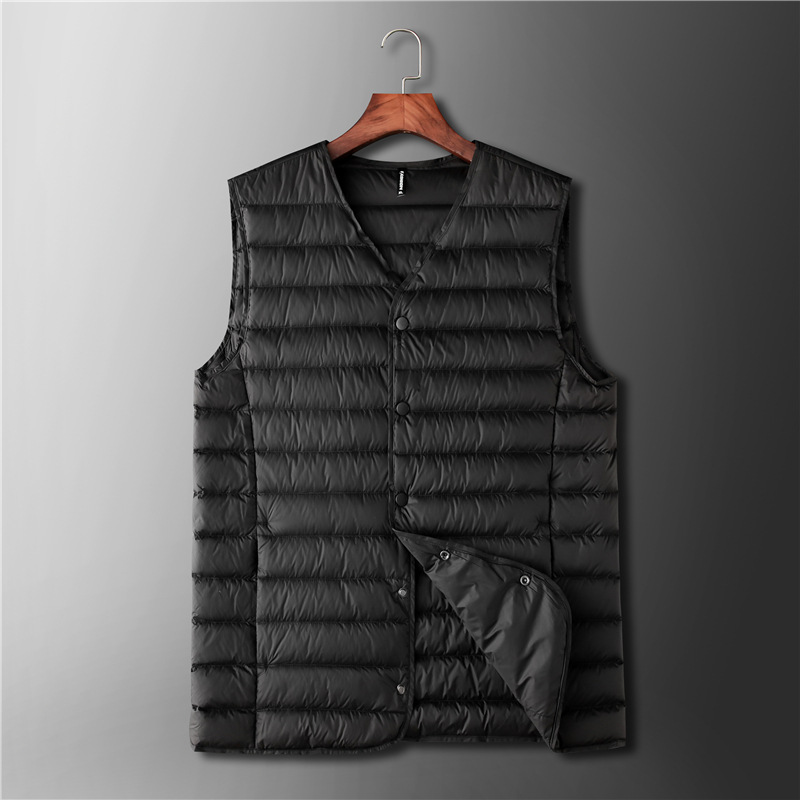 加肥加大羽絨馬甲男冬季胖子特大號V領保暖背心肥佬輕薄坎肩保暖