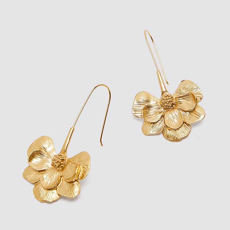 Flower Pattern 1 Pair Fashion Flower Plating Metal Drop Earrings