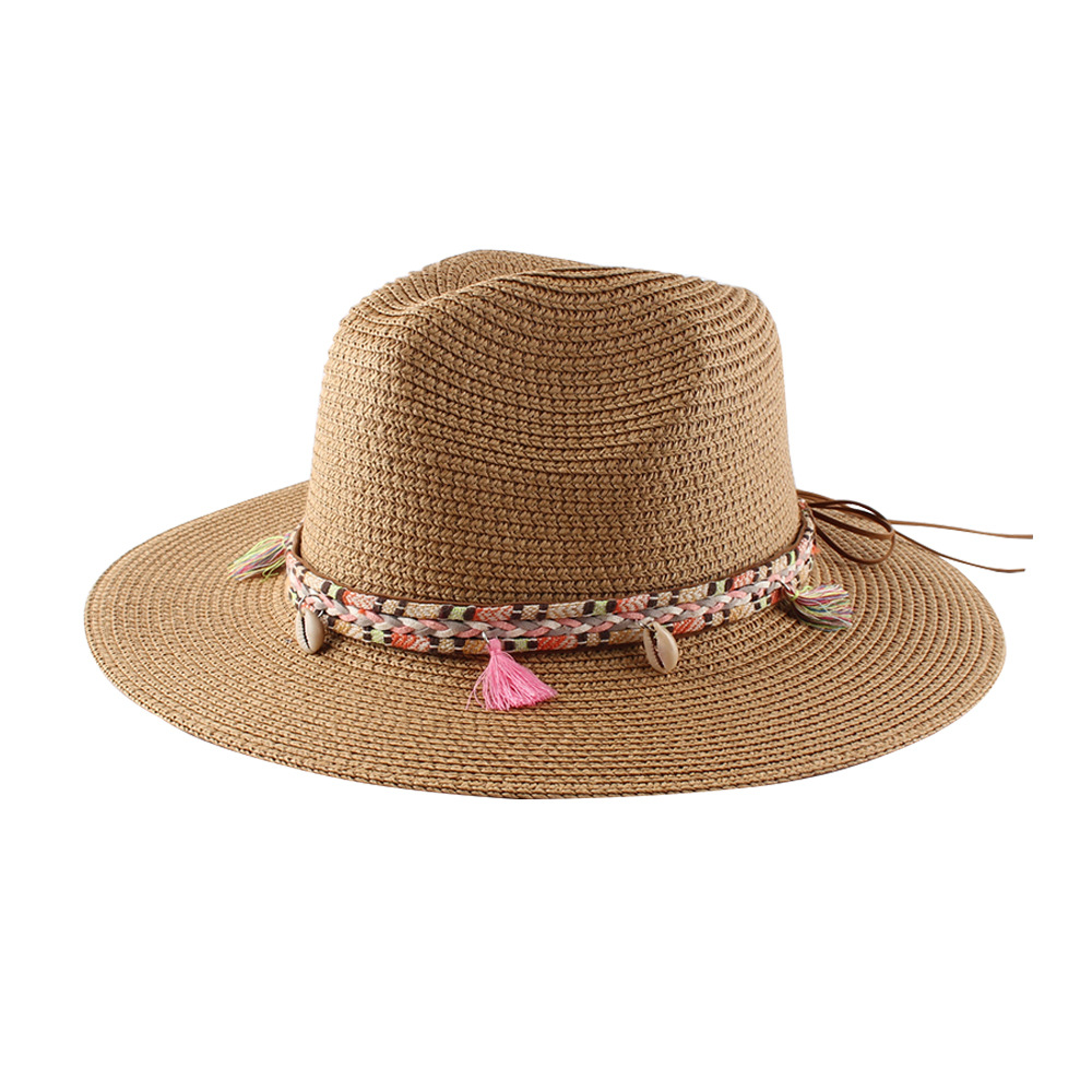 Unisex Retro Quaste Einfarbig Stoff Hülse Flache Traufen Fedora-hut display picture 1