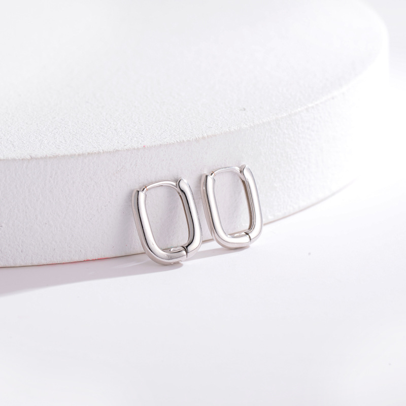 2022 nuevo estilo frío estilo 925 pendientes de plata esterlina pendientes geométricos brillantes pequeña hebilla de oreja pendientes personalizados para hombres y mujeres