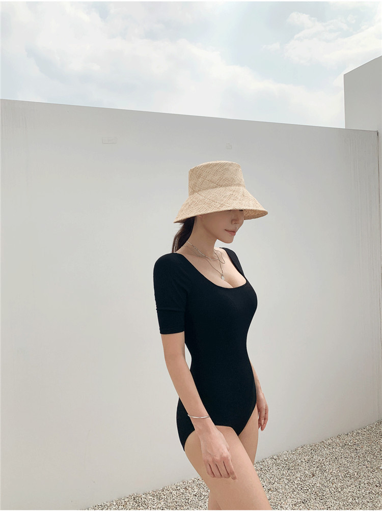 triangle one-piece short-sleeved sexy backless swimsuit NSHL3996