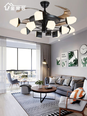 北歐風扇燈吊扇燈餐廳臥室客廳簡約美式魔豆工業風吊扇吊燈1024