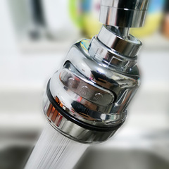 Stainless steel plated silver water faucet three-way adjustable 360-degree swivel bubbler booster kitchen ABS splash head promotion