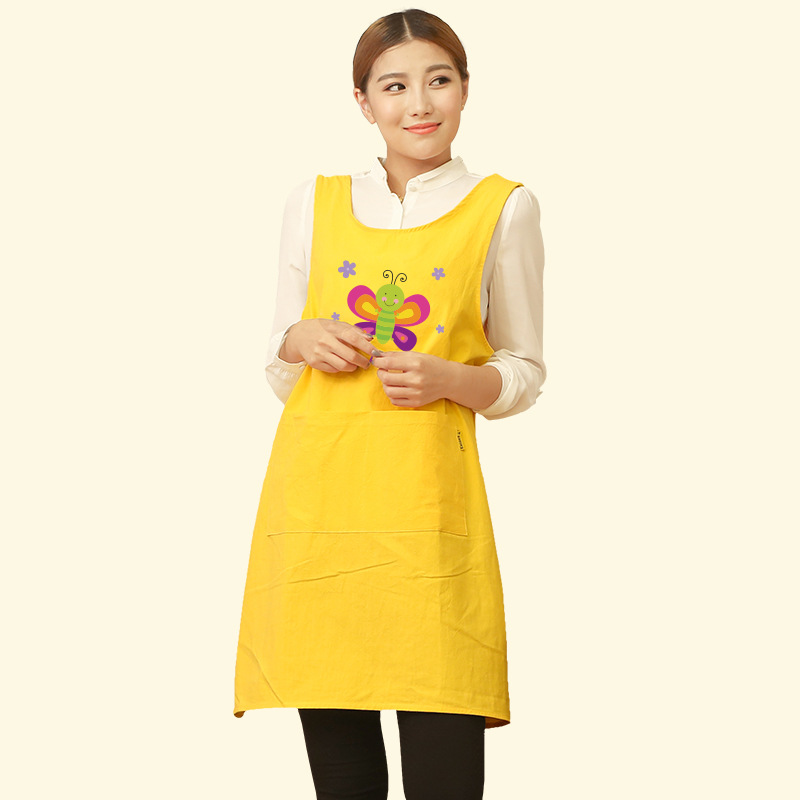 Delantal de cocina del hogar anti-incrustante mujer hombre lindo estilo coreano de moda para adultos de trabajo de cocina Impresión de logotipo personalizado