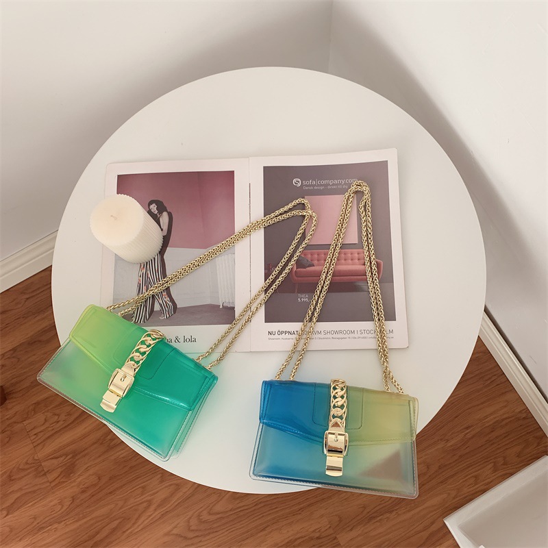 Summer 2025 new gradient jelly bag, fashionable color-blocking chain bag, crossbody single-shoulder bag, ladies' small bag undefined