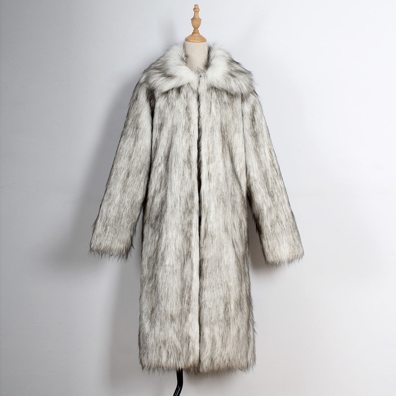Ropa de mujer moda cuello cuadrado abrigo largo de piel otoño e invierno nueva moda engrosada manga larga suelta abrigo de gran tamaño_voghion.com
