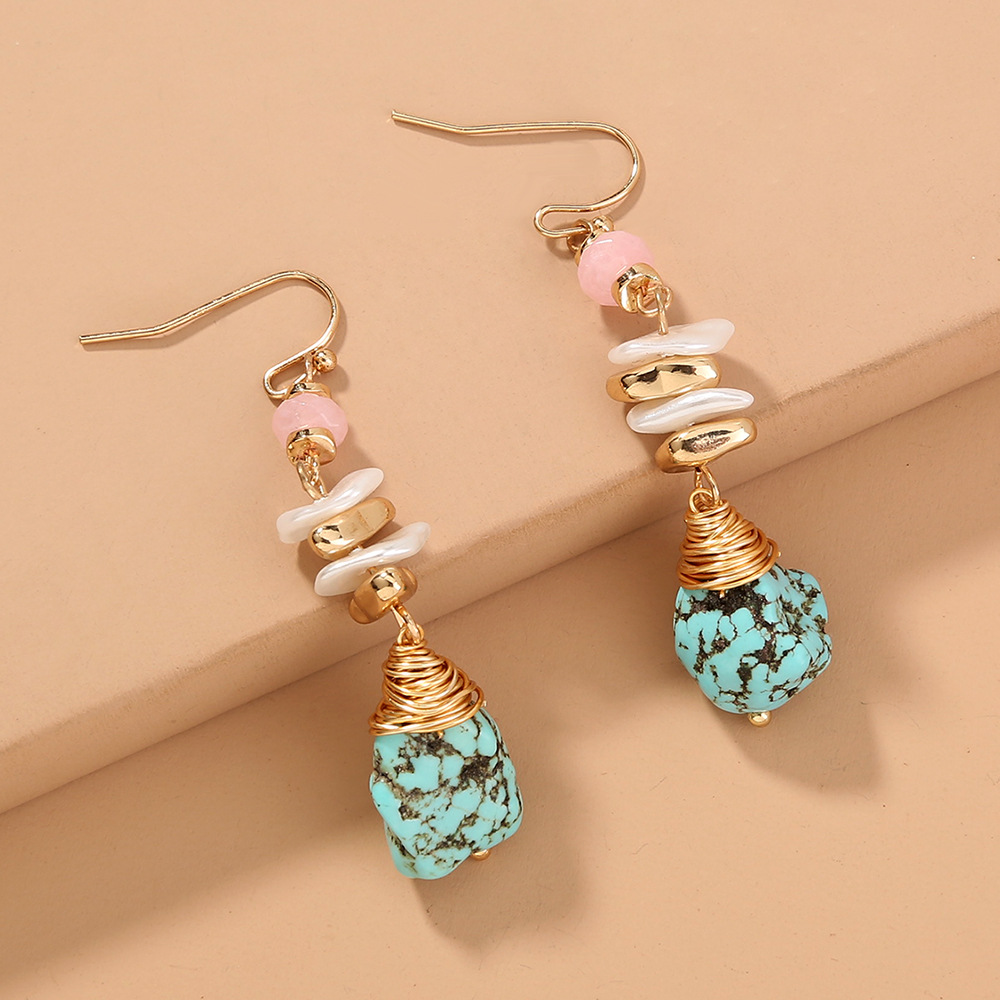 Turquoise Long Earrings display picture 5