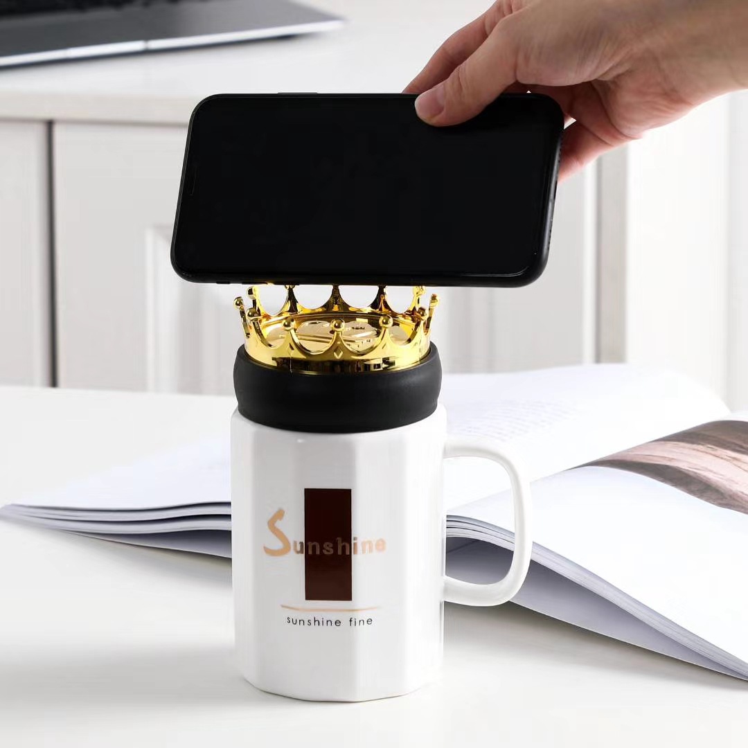 Estilo nórdico Oficina a prueba de fugas taza de agua corona cubierta regalo personalizado taza de café taza de desayuno simple
