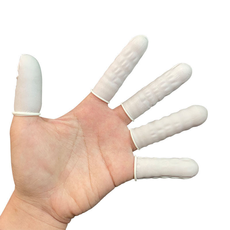 Disposable latex finger cots rubber white embroidered labor protection powder-free industrial dust-free purification finger cots 500g