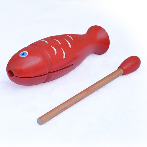 Red wooden fish toy percussion instrument, wooden fish-shaped clapper, children's kindergarten preschool Orff instruments, educational teaching aids