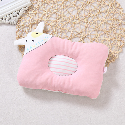 Baby Pillow Pure Cotton Newborn Anti-Tilt Head Shaping Pillow Combed Cotton Cartoon Baby Pillow All-Season Universal