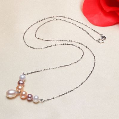 Freshwater pearls Pendant Tricolor Pearl Pendant S925 Sterling Silver Silver ornament jewelry wholesale