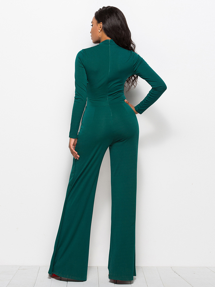 round neck long sleeve wide leg jumpsuit NSLM30303