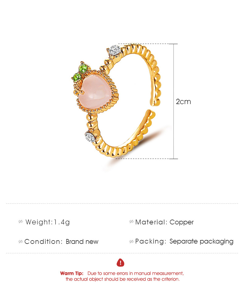 Fashion Fruit Copper Inlay Opal Zircon Open Ring