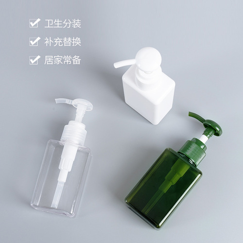 100ml PETG shampoo bath gel hand soap pressurized square bottle cosmetic refill lotion bottle