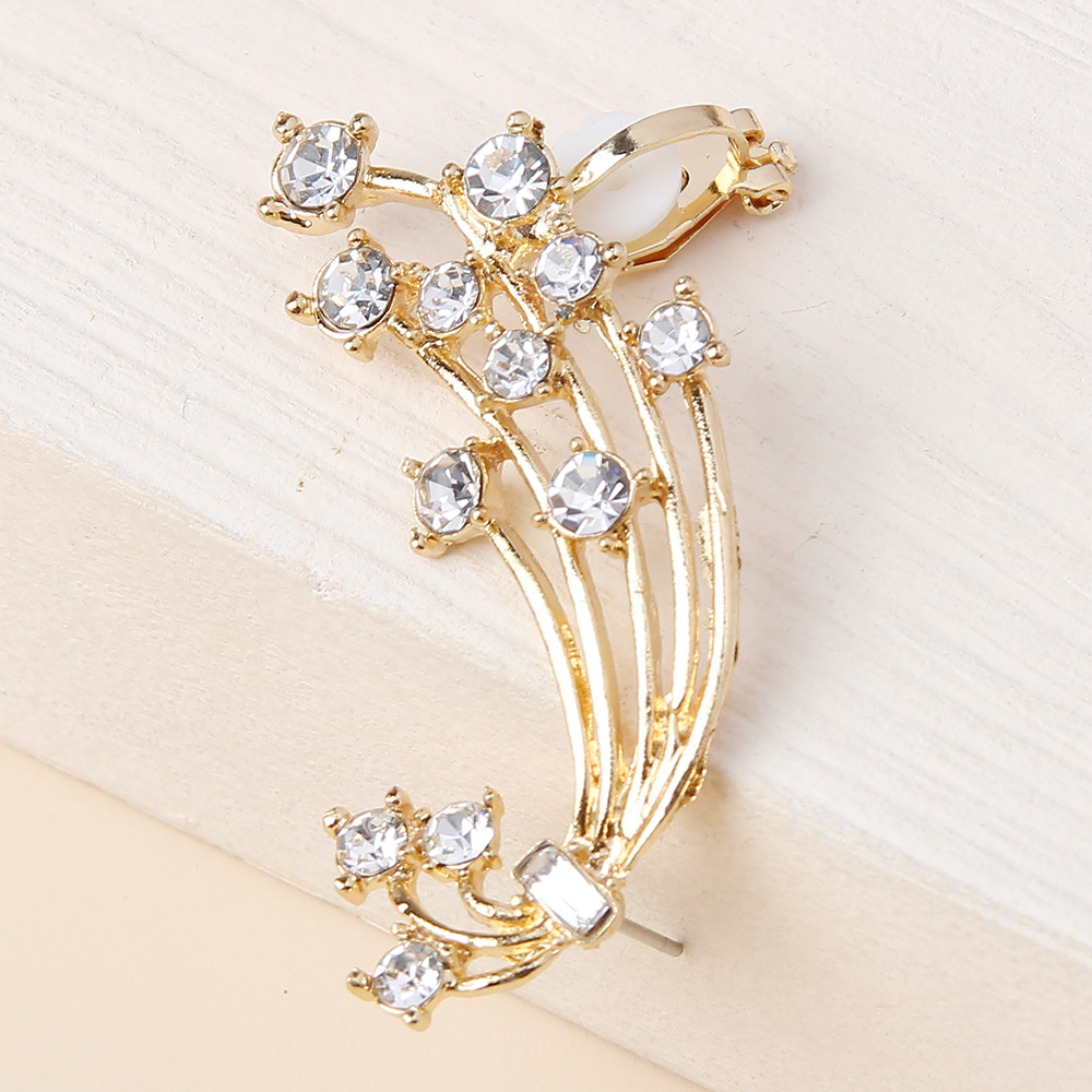 1 Piece Quantity Daily Occasion Alloy Material Sweet Simple Style Flower Alloy Inlay Rhinestones Women's Ear Clips Ear Studs