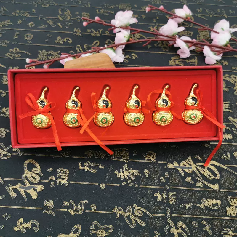 八卦平安风水葫芦摆件 彩绘八卦葫芦合金八卦葫芦