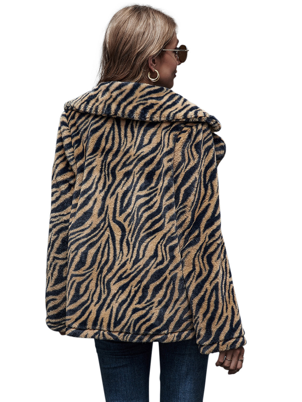 chaqueta de otoño de solapa de manga larga con estampado de tigre de moda al por mayor NHDF96