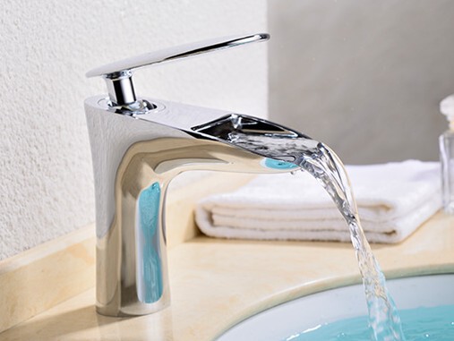 Muku contemporary waterfall basin faucet all copper hot and cold personalized creative basin faucet basin faucet