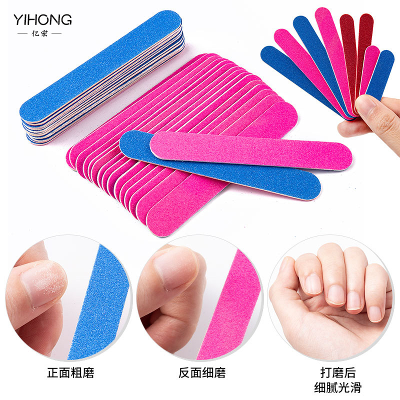 一次性指甲锉美甲木片砂条迷你短款长款圆形砂纸锉打磨修甲工具