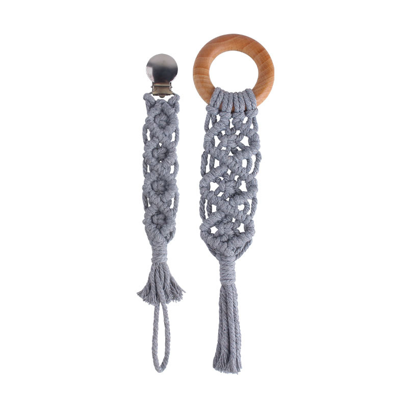 Popular plana pezón clip de haya anillo de juguete de los niños DIY bebé creativo hecho a mano tejido pezón cadena traje