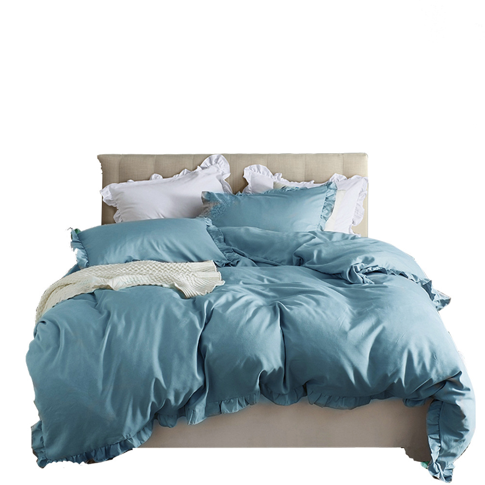 跨境专供家纺亚马逊磨毛荷叶边三件套美国外贸爆款床上用品批发