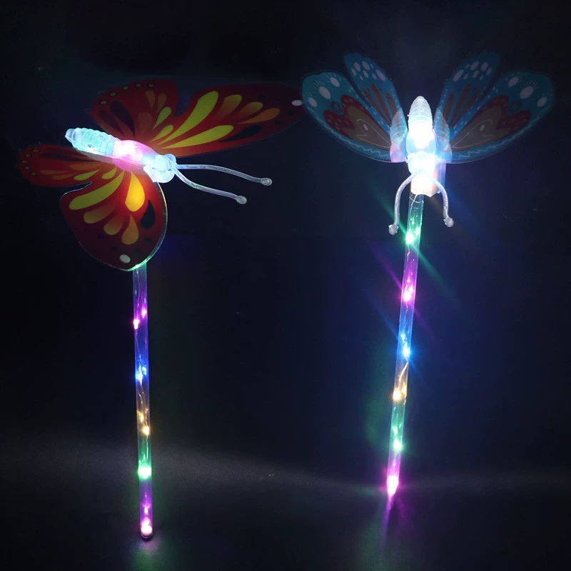 Светящаяся палочка с бабочкой LED, мерцающая игрушка со светящимся корпусом, ярко цветная ручка, лёгкий вес 0,1 кг