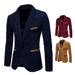 Autumn and Winter Men's Casual Suit Coat Corduroy Slim-fit Korean Style Suit Foreign Trade Large Size One Button Business Suit