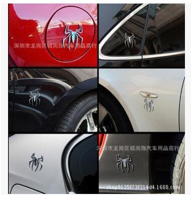 Venta al por mayor araña de metal pegatinas de coche divertido pegatinas de coche 3D tridimensional coche de metal pegatinas de coche araña pegatinas de coche