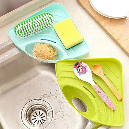 Triangular suction cup storage rack household rag sponge drain rack bathroom drainable kitchen storage organizer rack