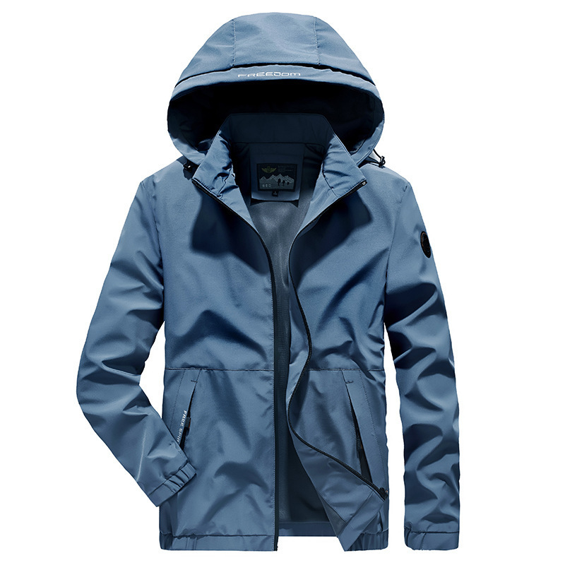 Chaqueta casual transfronteriza para hombres al por mayor primavera y otoño delgada y suelta con capucha de mediana edad de secado rápido abrigo de papá