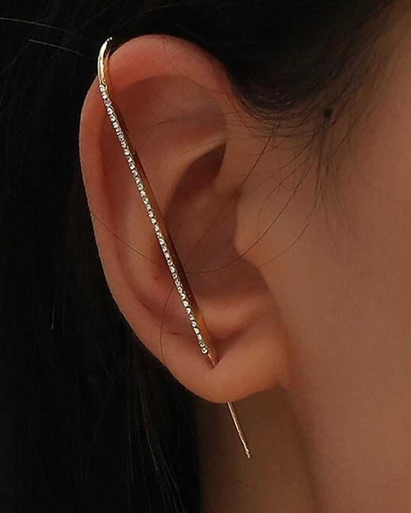 Embedded Diamond Simple Piercing Ear Needles Lightning Leaf Diagonal Stud Earrings display picture 3