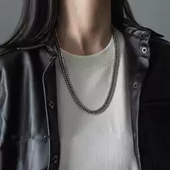 European and American Street Hip Hop Cuban Chain Niche Design Titanium Steel Color-free Necklace ins Trendy Men's and Women's Woolen Chain Accessories