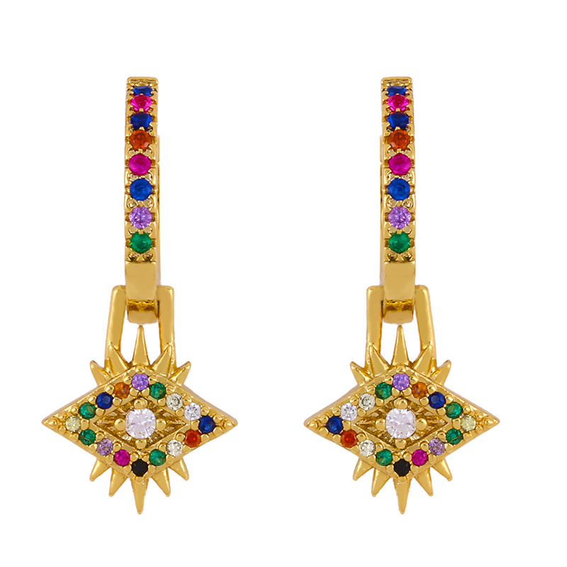 New Fashion Eye Earrings With Colored Diamond Earrings Wholesale display picture 6