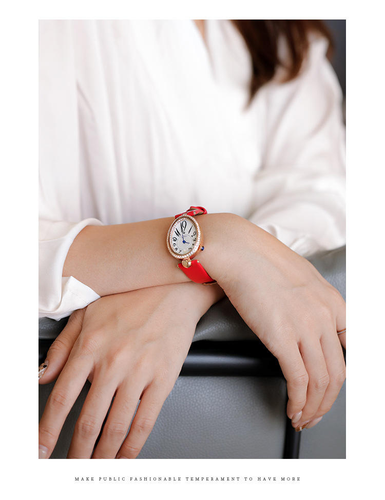 Stile di design, temperamento alla moda, quadrante a forma di goccia, lusso leggero, orologio da donna alla moda con diamanti intarsiati, orologio da donna al quarzo impermeabile_voghion.com