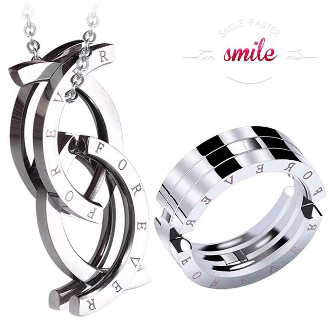 Fashion deformation ring kiss fish creative couple necklace deformable dual-purpose ring spot direct supply