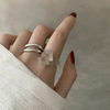 Tide, fashionable retro small design ring, silver 925 sample, on index finger