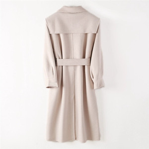 韩版毛呢大衣秋冬新款双面羊绒大衣女装呢子大衣100毛双排扣大衣