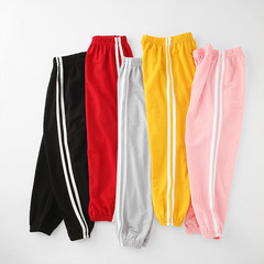 兒童防蚊褲夏天薄款冰絲2022韓版休閒運動空調褲條紋純色褲子