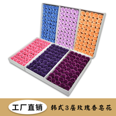 韩式三层玫瑰香皂花头仿真花肥皂花花束制作摆礼盒装饰伴手礼礼品|ms