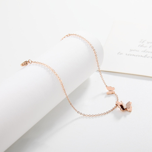 Frosted Butterfly Titanium Steel Anklet Women's Leg Ring Popular Accessories Beach Women's Accessories Jewelry Internet Celebrity Accessories
