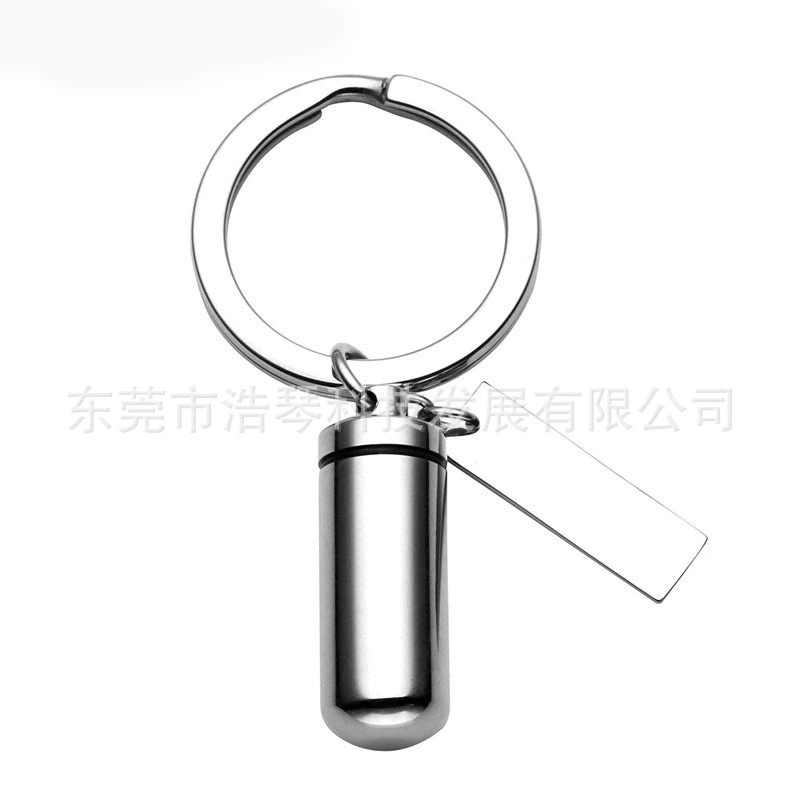 Завод прямой экспорт памятные ПЭТ кулон брелок может открыть нержавеющей стали цилиндрические урна флакон духов