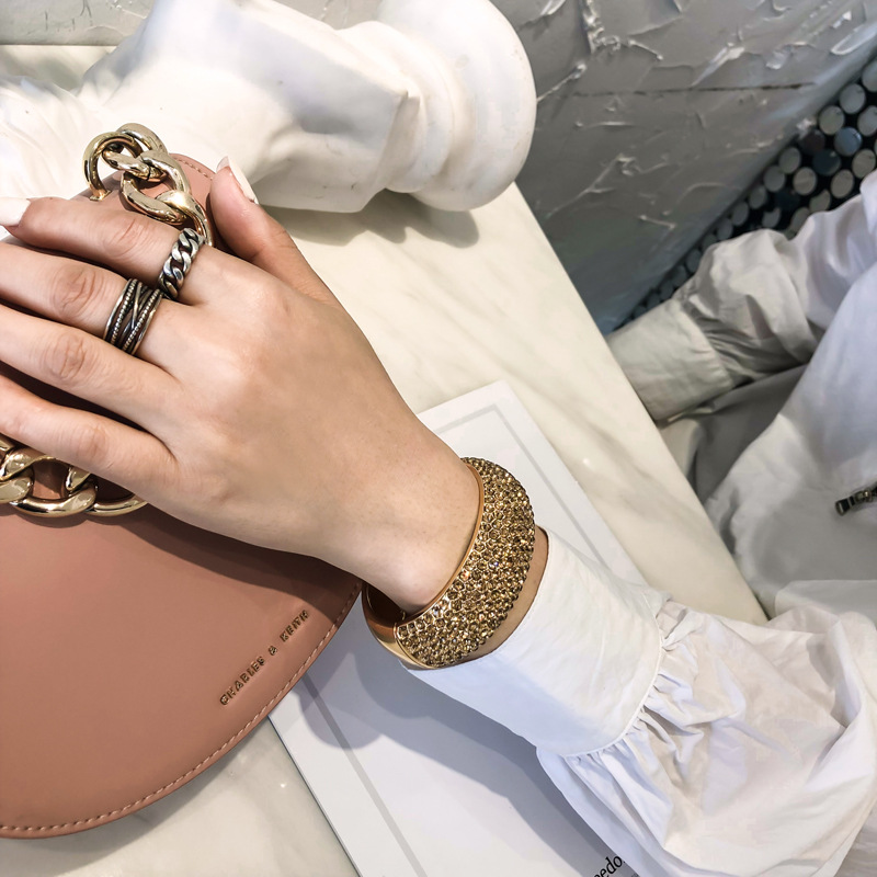 alloy wide-sided zircon bracelet