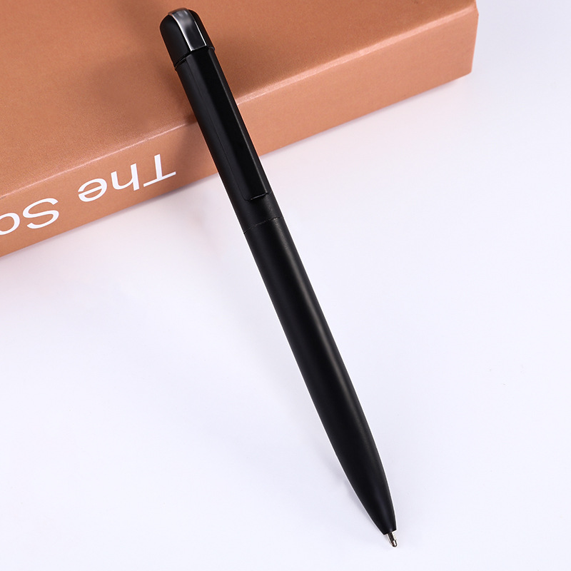 Suministro directo de fábrica negro esmerilado bolígrafo mate negro metal pluma personalizada negocio medio aceite pluma publicidad regalo pluma