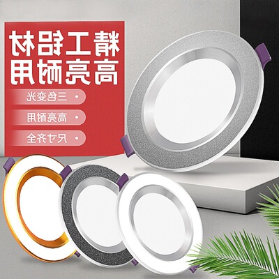 超亮LED智能变光筒灯2.5寸3W开孔7-8公分天花灯射灯客厅洞灯桶灯